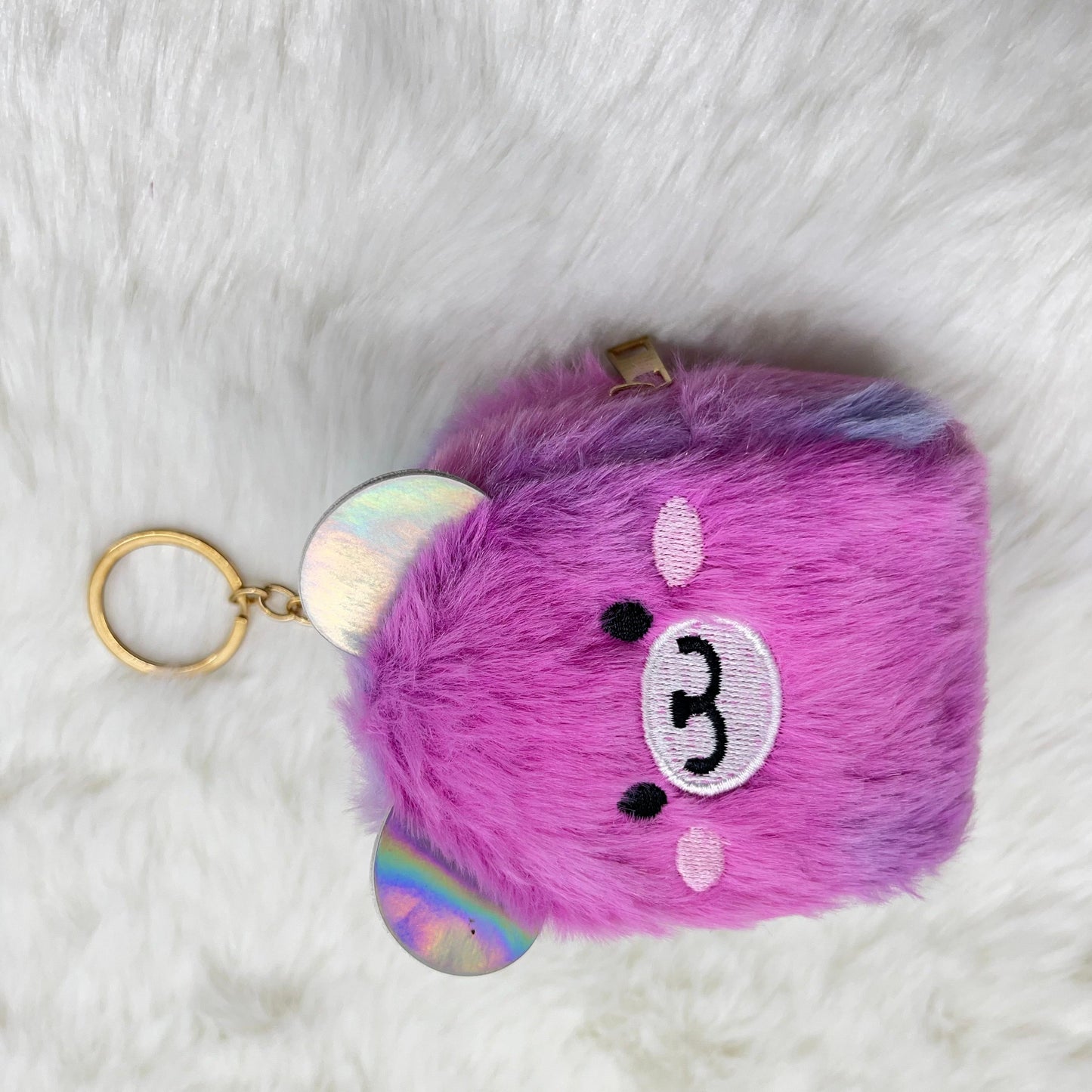 BATUTA - Zipper Mini Reversible teddy bear Purse Keychain Pouch Bag (Multicolour, 10 x 7 x 5cm)