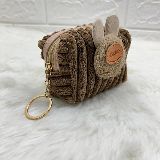 BATUTA - Zipper Mini Reversible teddy bear Purse Keychain Pouch Bag (Multicolour, 10 x 7 x 5cm