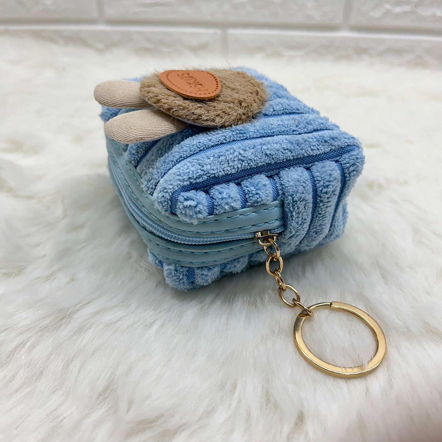 BATUTA - Zipper Mini Reversible teddy bear Purse Keychain Pouch Bag (Multicolour, 10 x 7 x 5cm