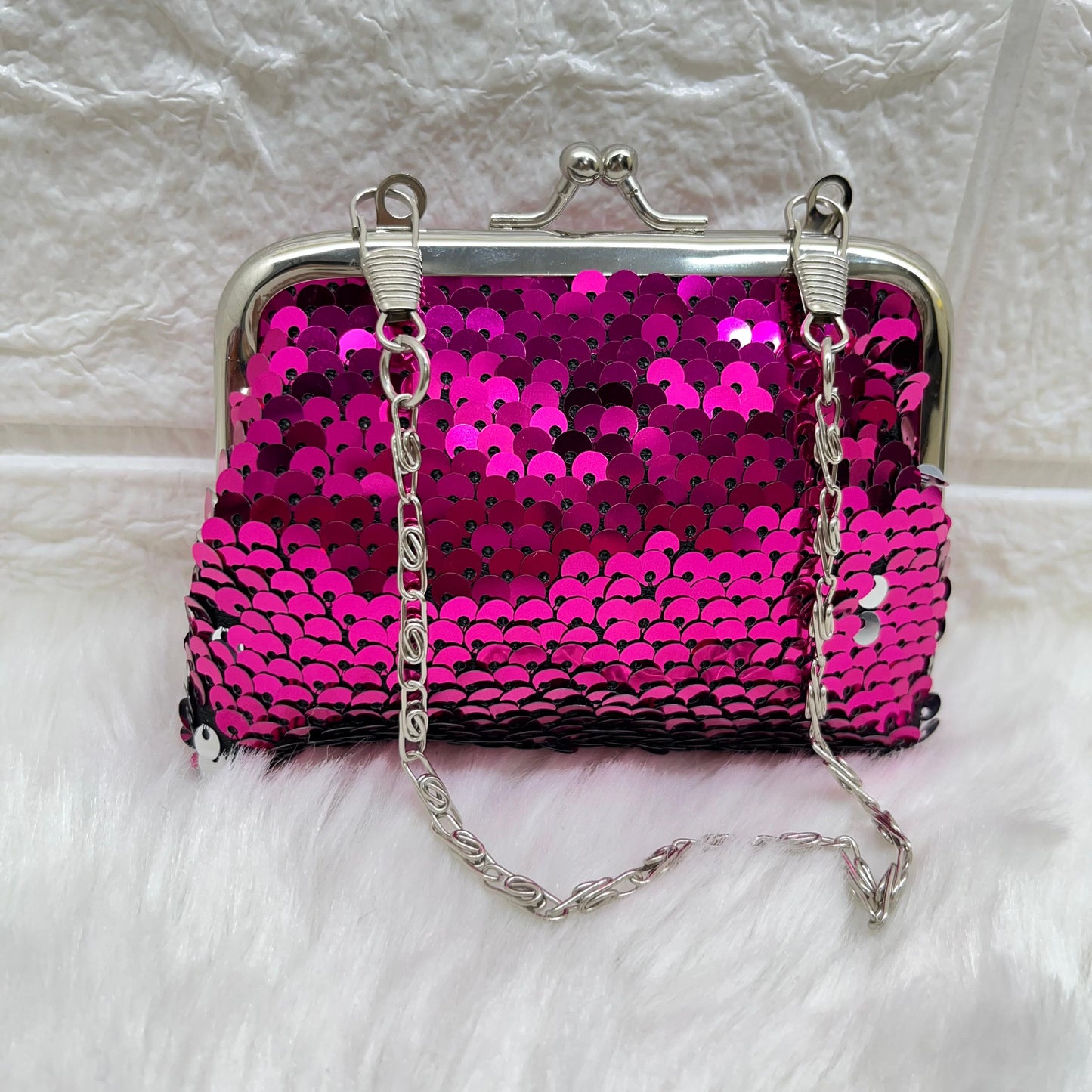 Kiss Lock Closure Coin Purses for Women and Girls, Sequin Coin Wallet Mini Purse Coin Purse with Detachable Handle