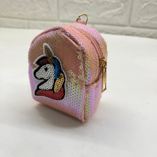 Girls Zipper Mini  Purse Keychain Pouch Bag (Multicolour, 10 x 7 x 5cm)