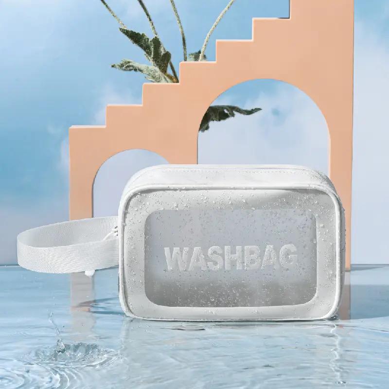 Transparent Frosted Toiletry Bag, Simple Travel Portable Cosmetics Beach Storage Bag, Waterproof Pvc Cosmetic Bag