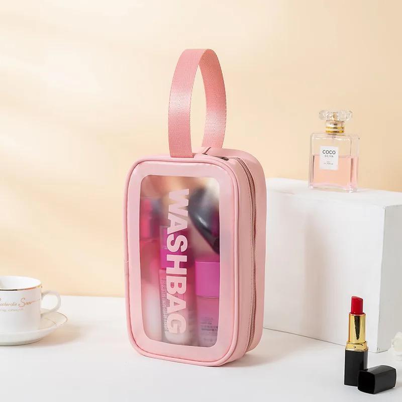 Transparent Frosted Toiletry Bag, Simple Travel Portable Cosmetics Beach Storage Bag, Waterproof Pvc Cosmetic Bag