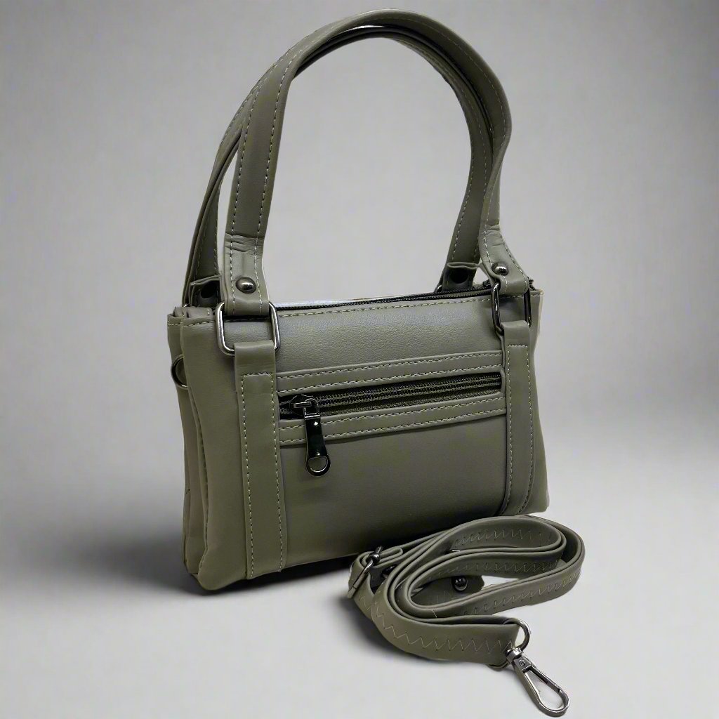 Batuta - Solid Structured Handbag with Adjustable and Detachable Sling Strap for Women and Girls