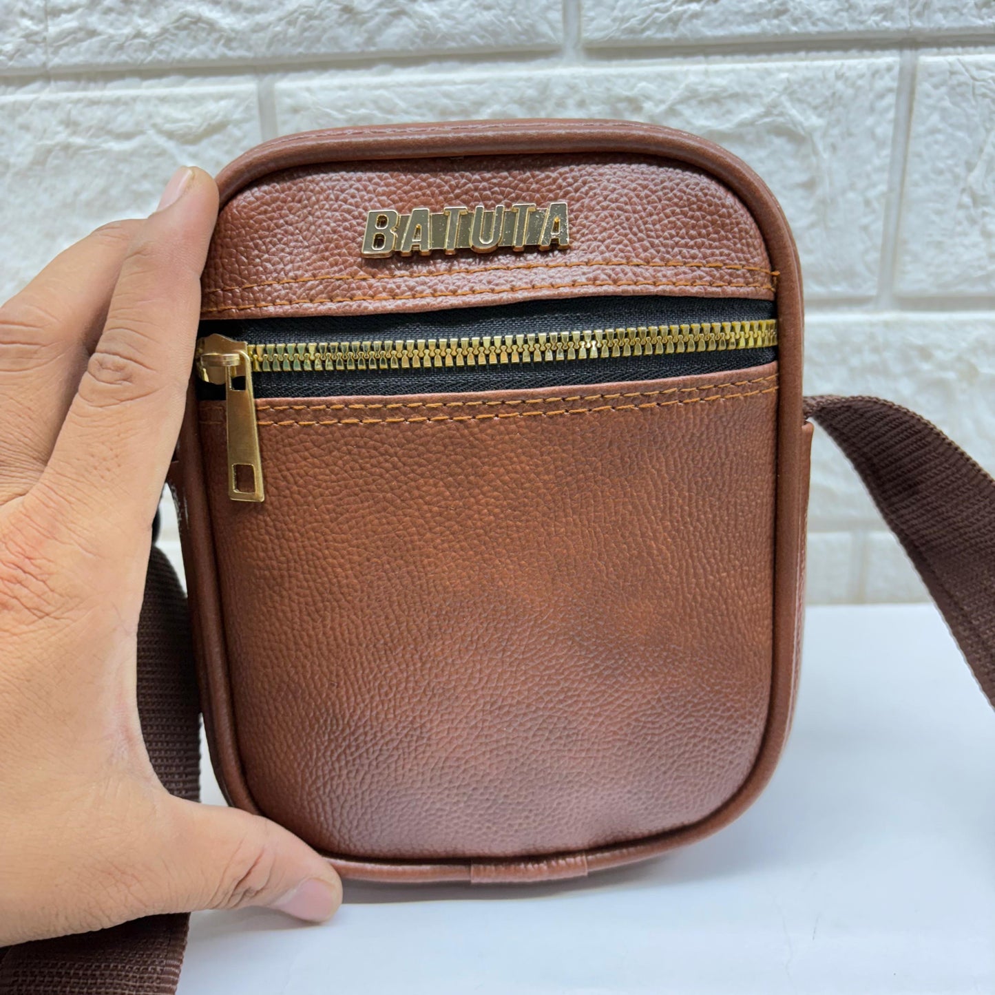 Men's and Women's Genuine Leather Sling Bag | Crossbody Shoulder Bag for Travel & Office | Vegan Leather Bag with Adjustable Strap & Spacious Design