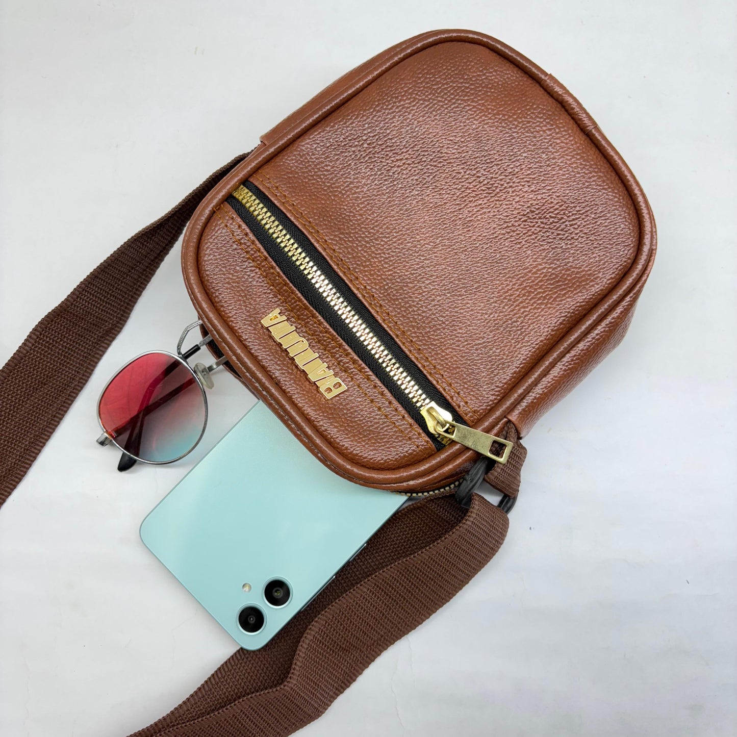 Men's and Women's Genuine Leather Sling Bag | Crossbody Shoulder Bag for Travel & Office | Vegan Leather Bag with Adjustable Strap & Spacious Design
