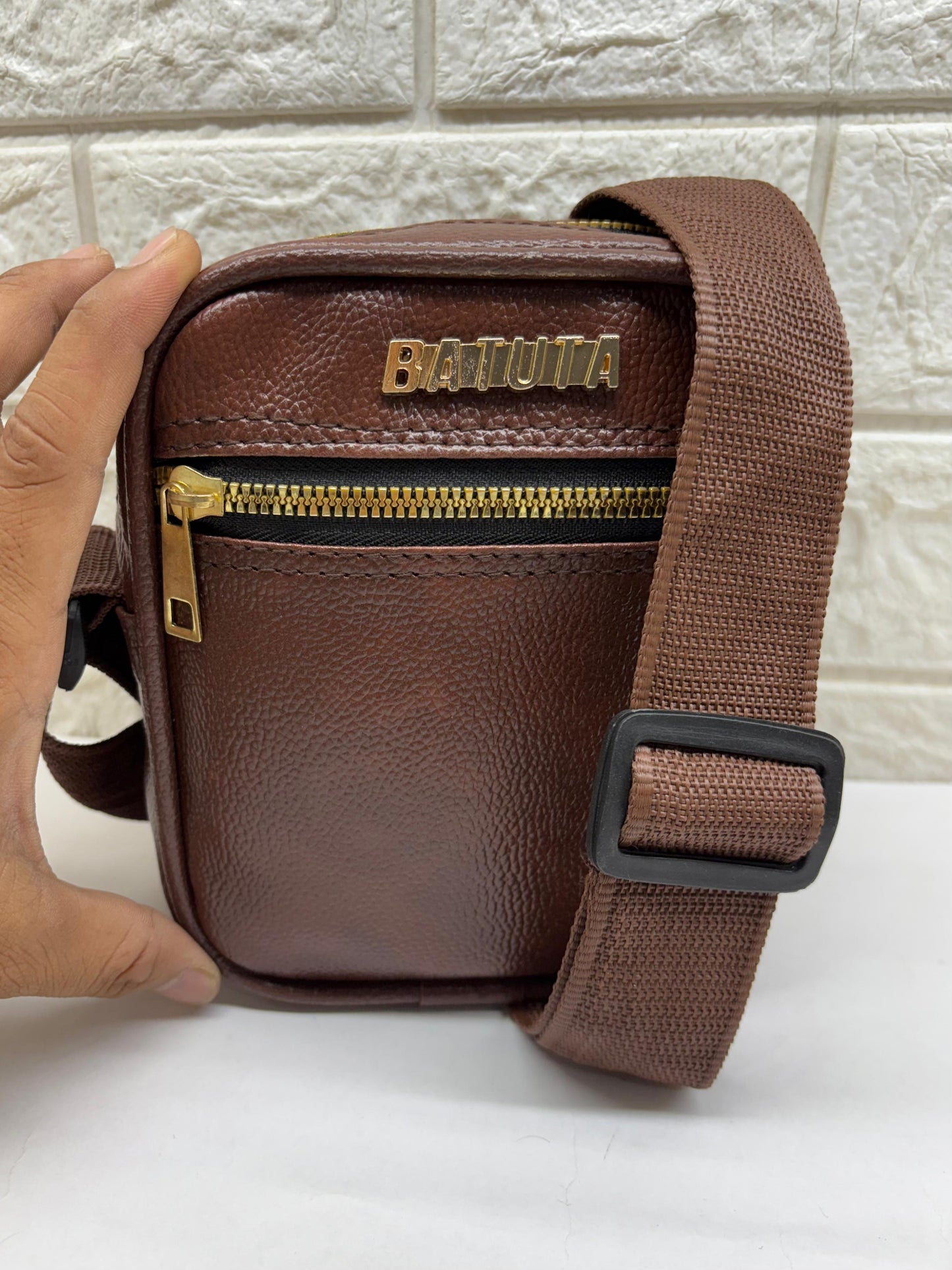 Men's and Women's Genuine Leather Sling Bag | Crossbody Shoulder Bag for Travel & Office | Vegan Leather Bag with Adjustable Strap & Spacious Design