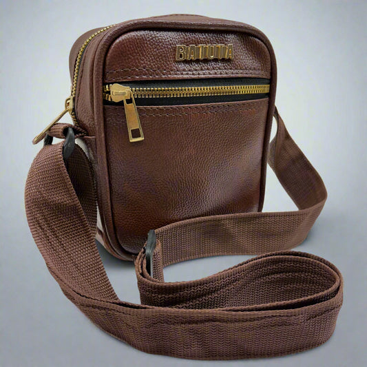 Men's and Women's Genuine Leather Sling Bag | Crossbody Shoulder Bag for Travel & Office | Vegan Leather Bag with Adjustable Strap & Spacious Design