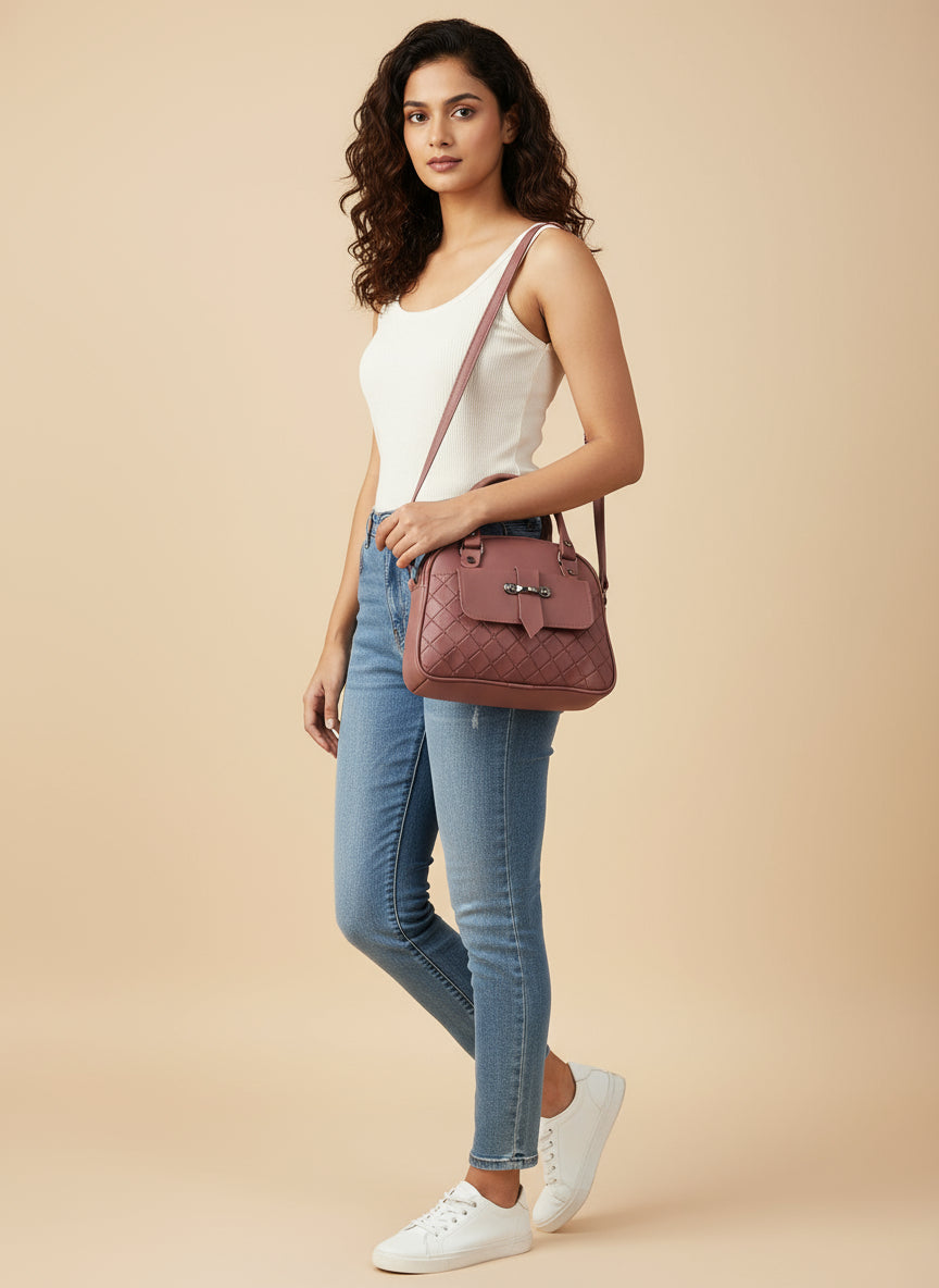 BATUTA - Women's Girls Quilted Cross Body Sling Bag with Height Adjustable Belt