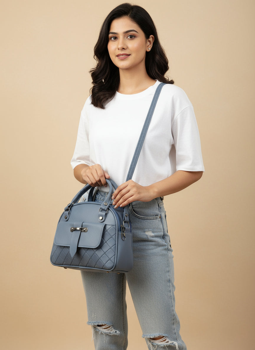 BATUTA - Women's Girls Quilted Cross Body Sling Bag with Height Adjustable Belt