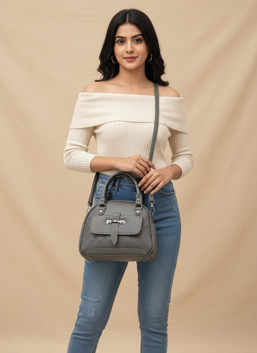 BATUTA - Women's Girls Quilted Cross Body Sling Bag with Height Adjustable Belt