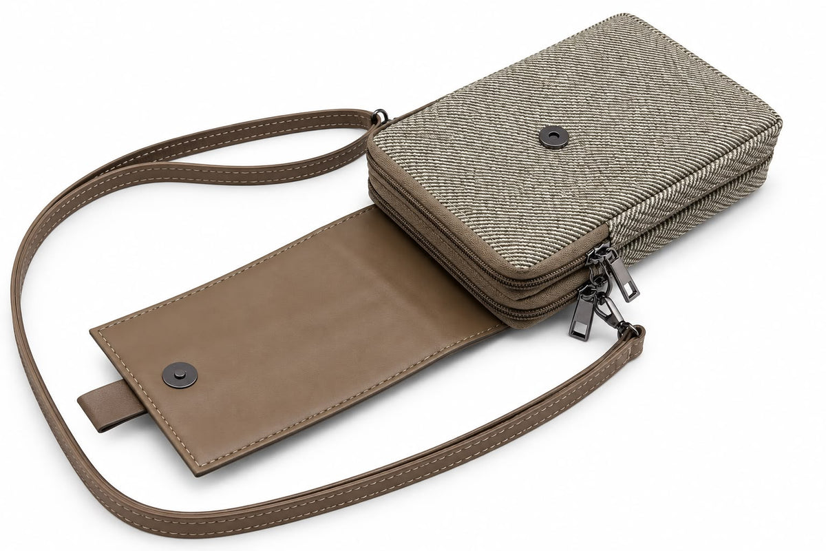 BATUTA HUB Women’s Mobile Sling Bag Crossbody Bag | Compact Double Zipper Shoulder Bag for Phone, Cards & Essentials | Stylish Everyday Mini Sling Purse