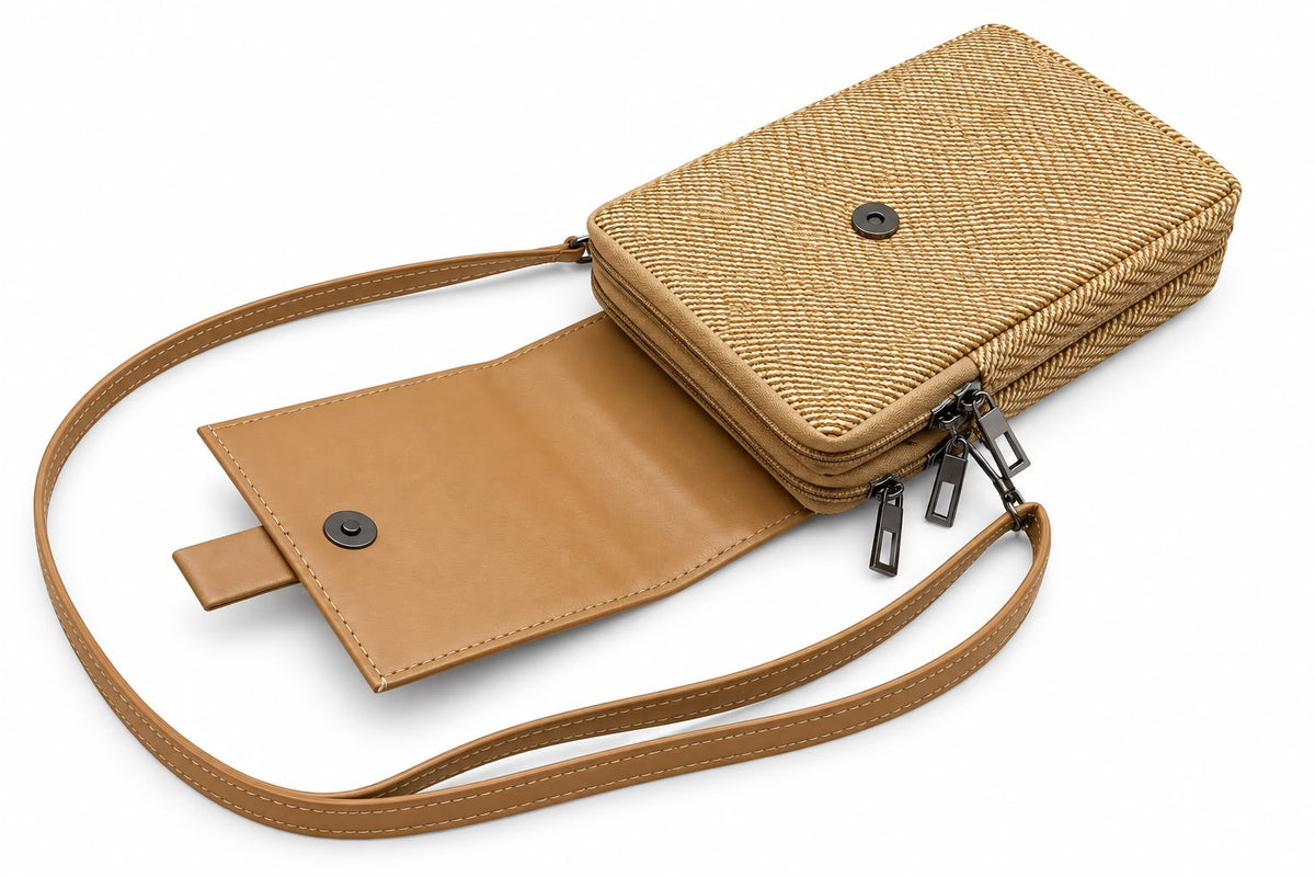 BATUTA HUB Women’s Mobile Sling Bag Crossbody Bag | Compact Double Zipper Shoulder Bag for Phone, Cards & Essentials | Stylish Everyday Mini Sling Purse