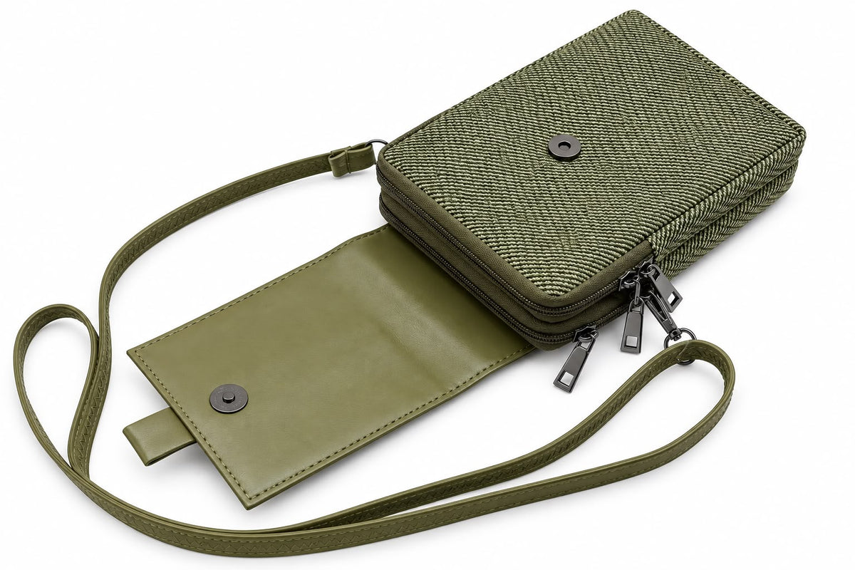 BATUTA HUB Women’s Mobile Sling Bag Crossbody Bag | Compact Double Zipper Shoulder Bag for Phone, Cards & Essentials | Stylish Everyday Mini Sling Purse