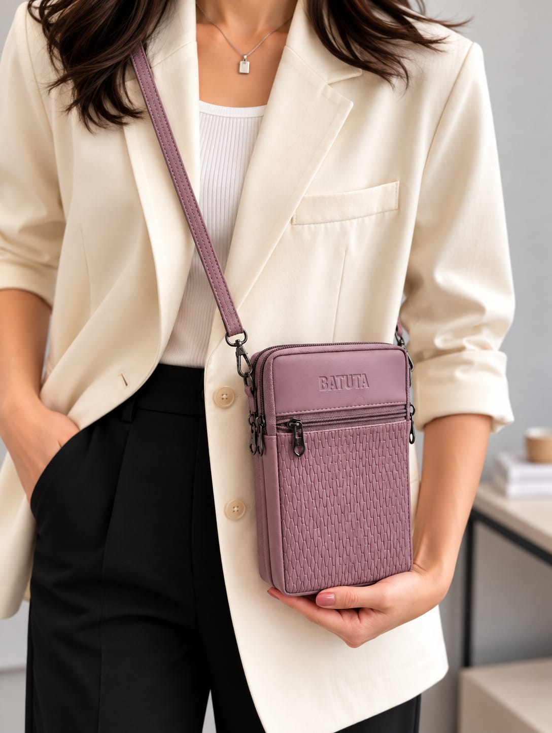BATUTA HUB Women Crossbody Sling Bag | Premium PU Leather Small Size Bag for Girls & Ladies | Adjustable Strap | Multiple Zipper Pockets | Lightweight Daily Use Purse