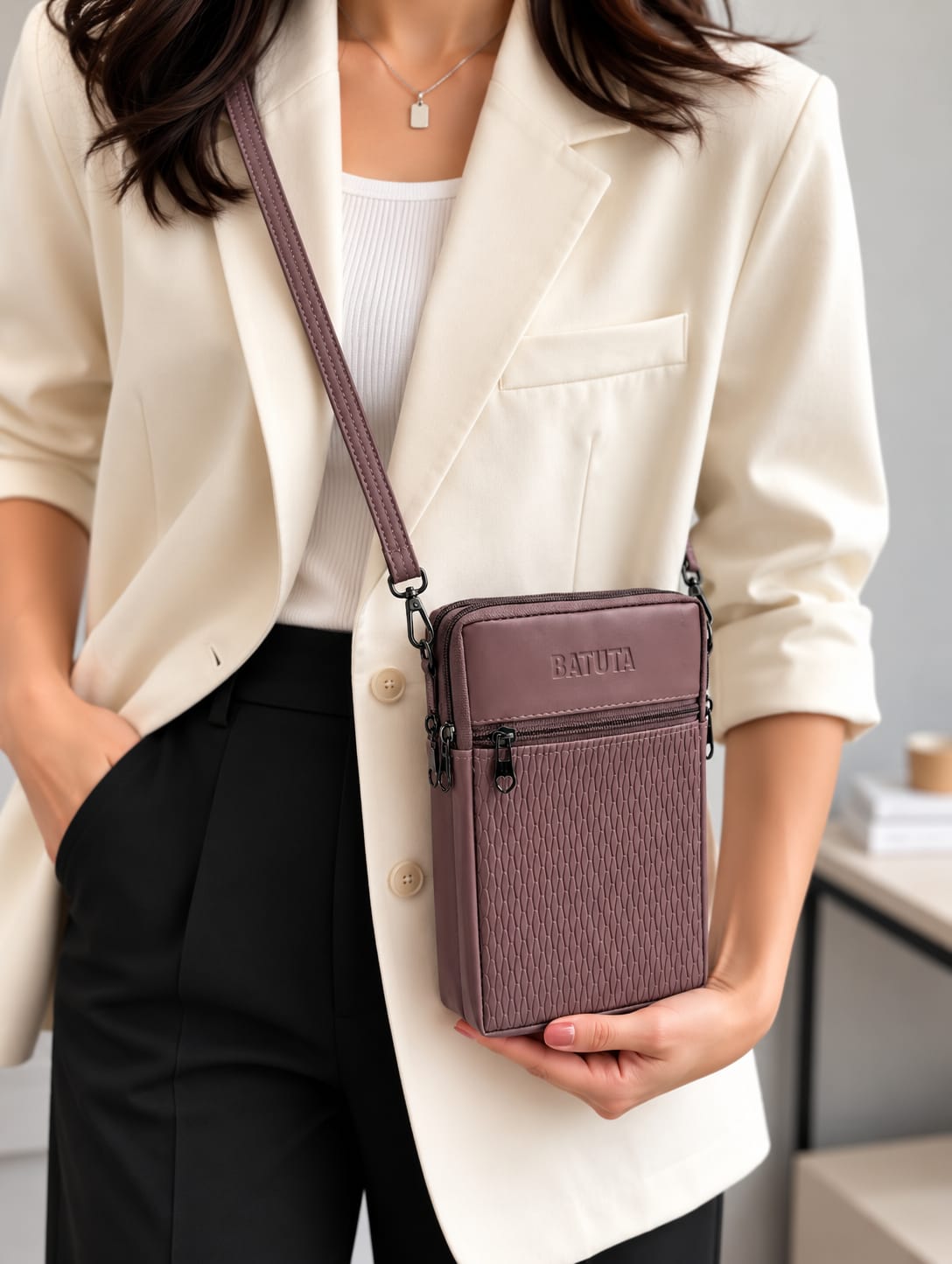 BATUTA HUB Women Crossbody Sling Bag | Premium PU Leather Small Size Bag for Girls & Ladies | Adjustable Strap | Multiple Zipper Pockets | Lightweight Daily Use Purse