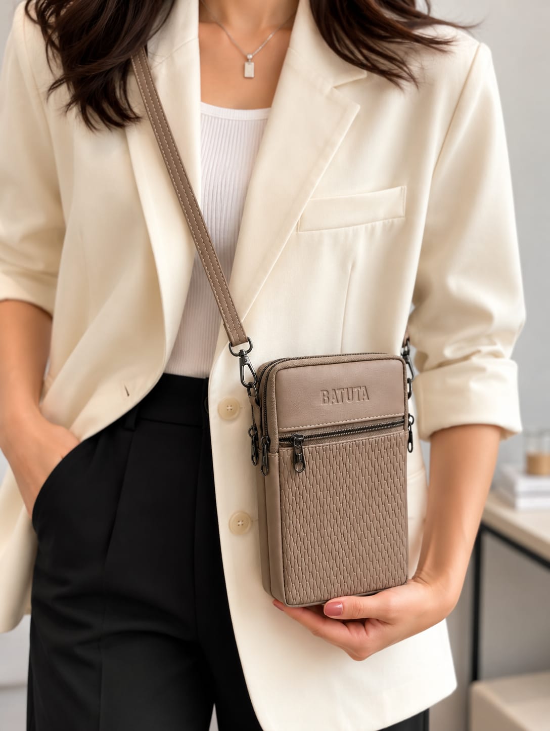 BATUTA HUB Women Crossbody Sling Bag | Premium PU Leather Small Size Bag for Girls & Ladies | Adjustable Strap | Multiple Zipper Pockets | Lightweight Daily Use Purse