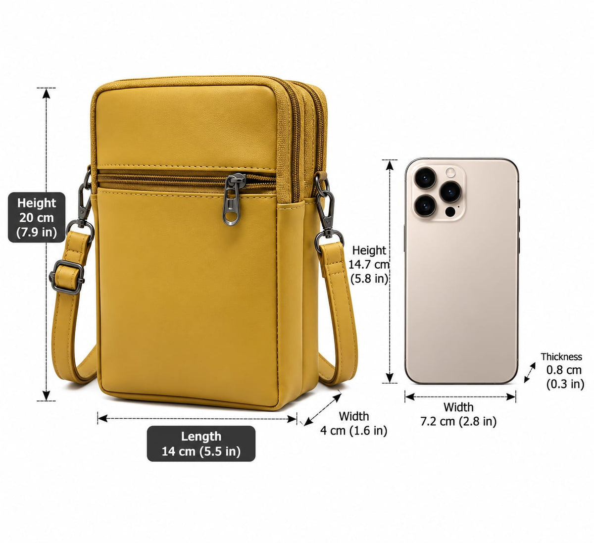 BATUTA HUB Women Crossbody Sling Bag | Premium PU Leather Small Size Bag for Girls & Ladies | Adjustable Strap | Multiple Zipper Pockets | Lightweight Daily Use Purse