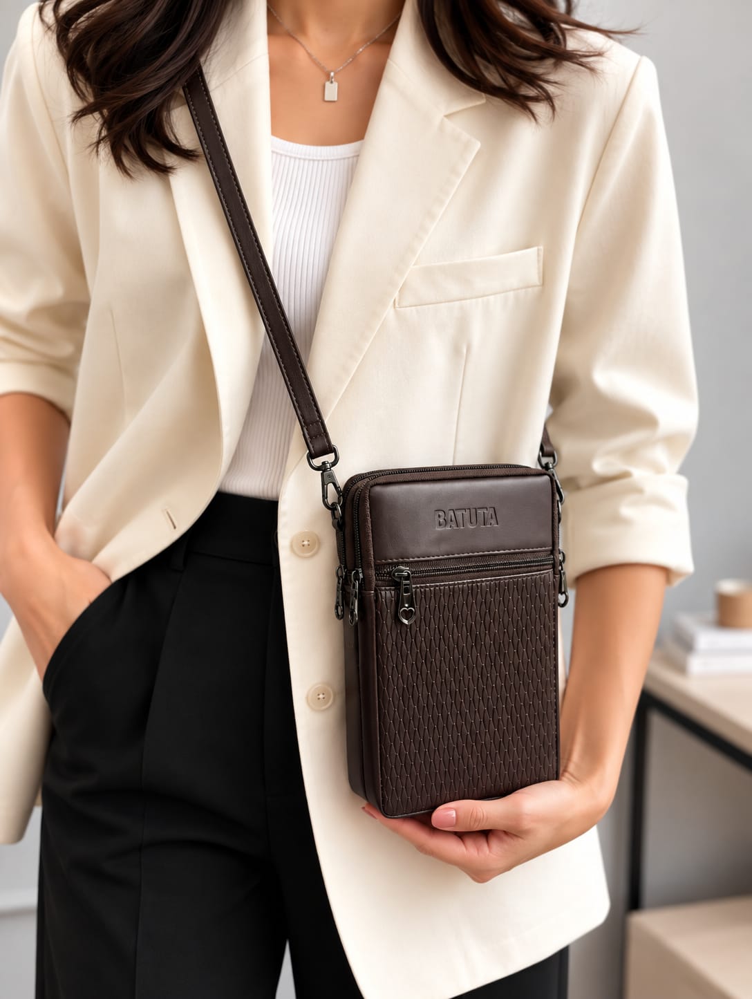 BATUTA HUB Women Crossbody Sling Bag | Premium PU Leather Small Size Bag for Girls & Ladies | Adjustable Strap | Multiple Zipper Pockets | Lightweight Daily Use Purse