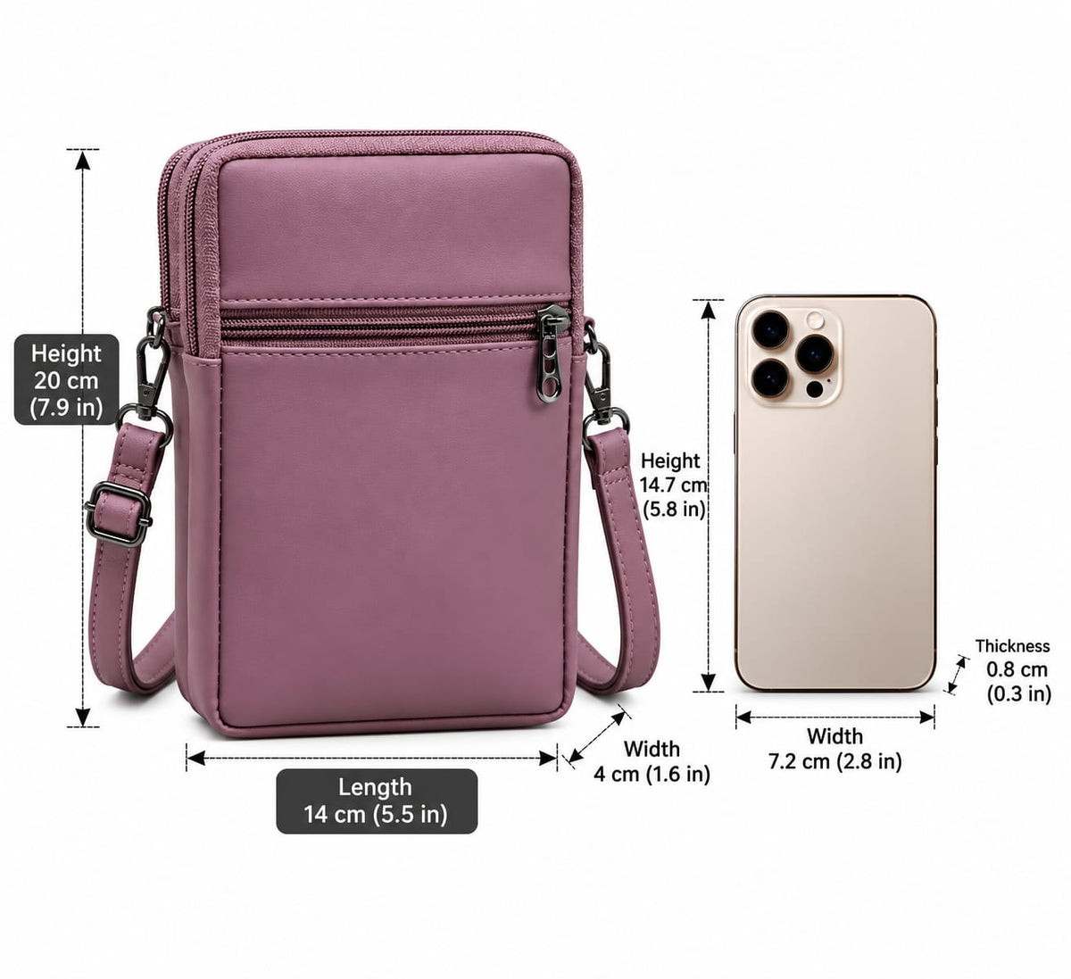 BATUTA HUB Women Crossbody Sling Bag | Premium PU Leather Small Size Bag for Girls & Ladies | Adjustable Strap | Multiple Zipper Pockets | Lightweight Daily Use Purse