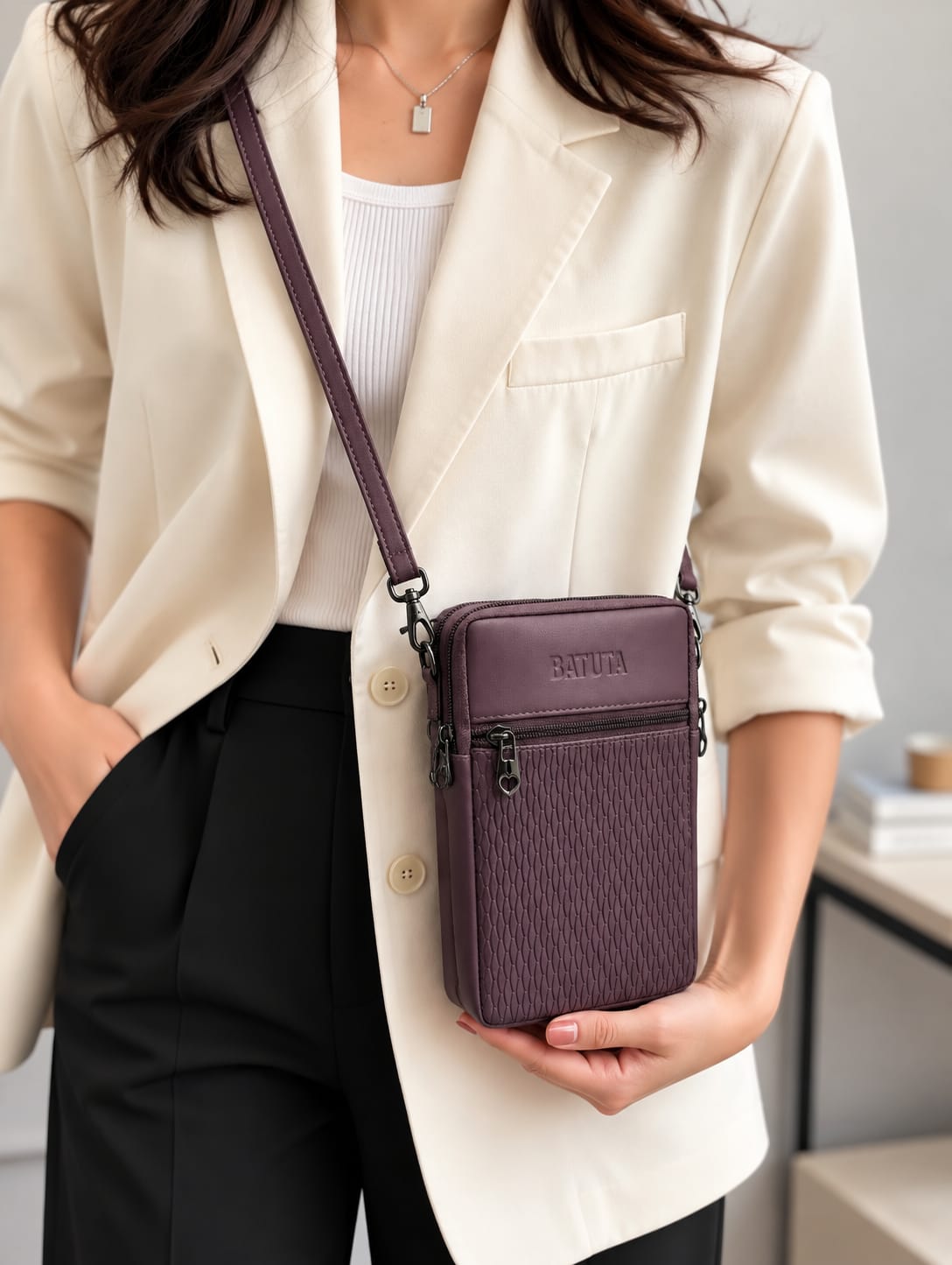 BATUTA HUB Women Crossbody Sling Bag | Premium PU Leather Small Size Bag for Girls & Ladies | Adjustable Strap | Multiple Zipper Pockets | Lightweight Daily Use Purse
