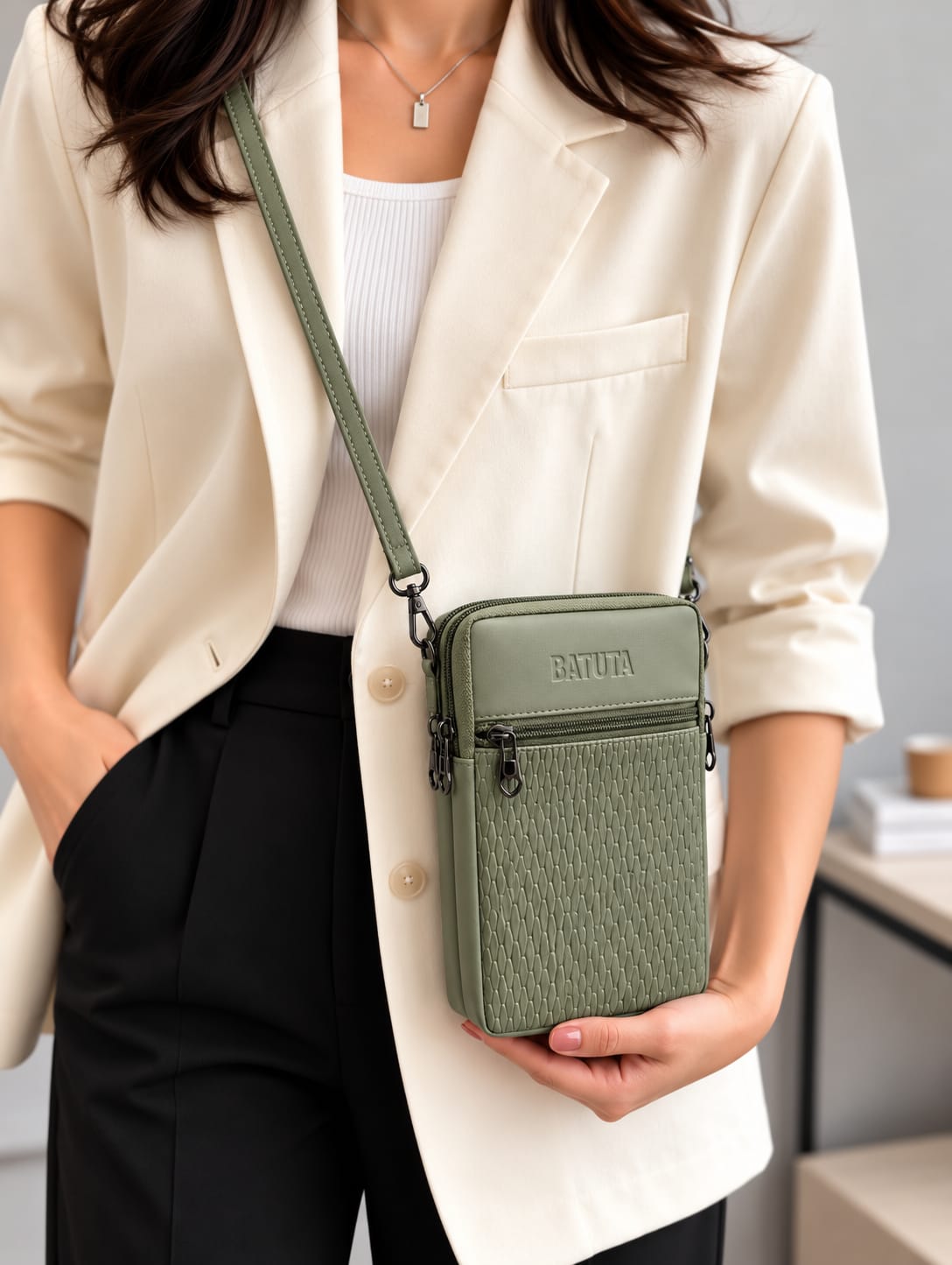 BATUTA HUB Women Crossbody Sling Bag | Premium PU Leather Small Size Bag for Girls & Ladies | Adjustable Strap | Multiple Zipper Pockets | Lightweight Daily Use Purse