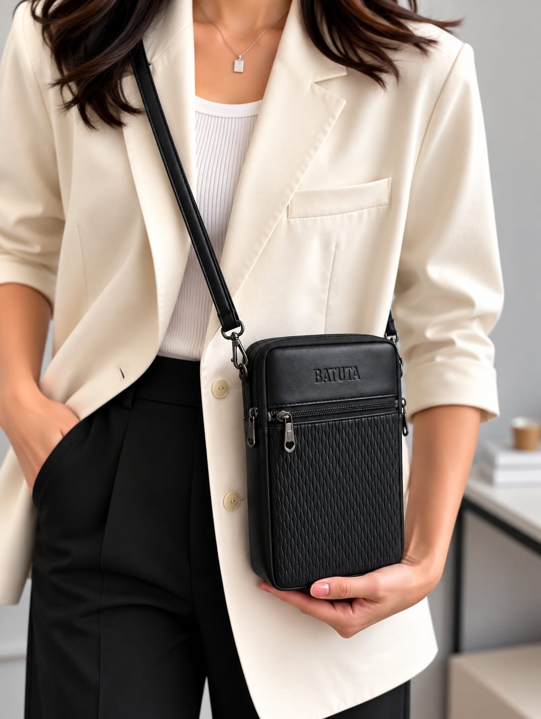 BATUTA HUB Women Crossbody Sling Bag | Premium PU Leather Small Size Bag for Girls & Ladies | Adjustable Strap | Multiple Zipper Pockets | Lightweight Daily Use Purse