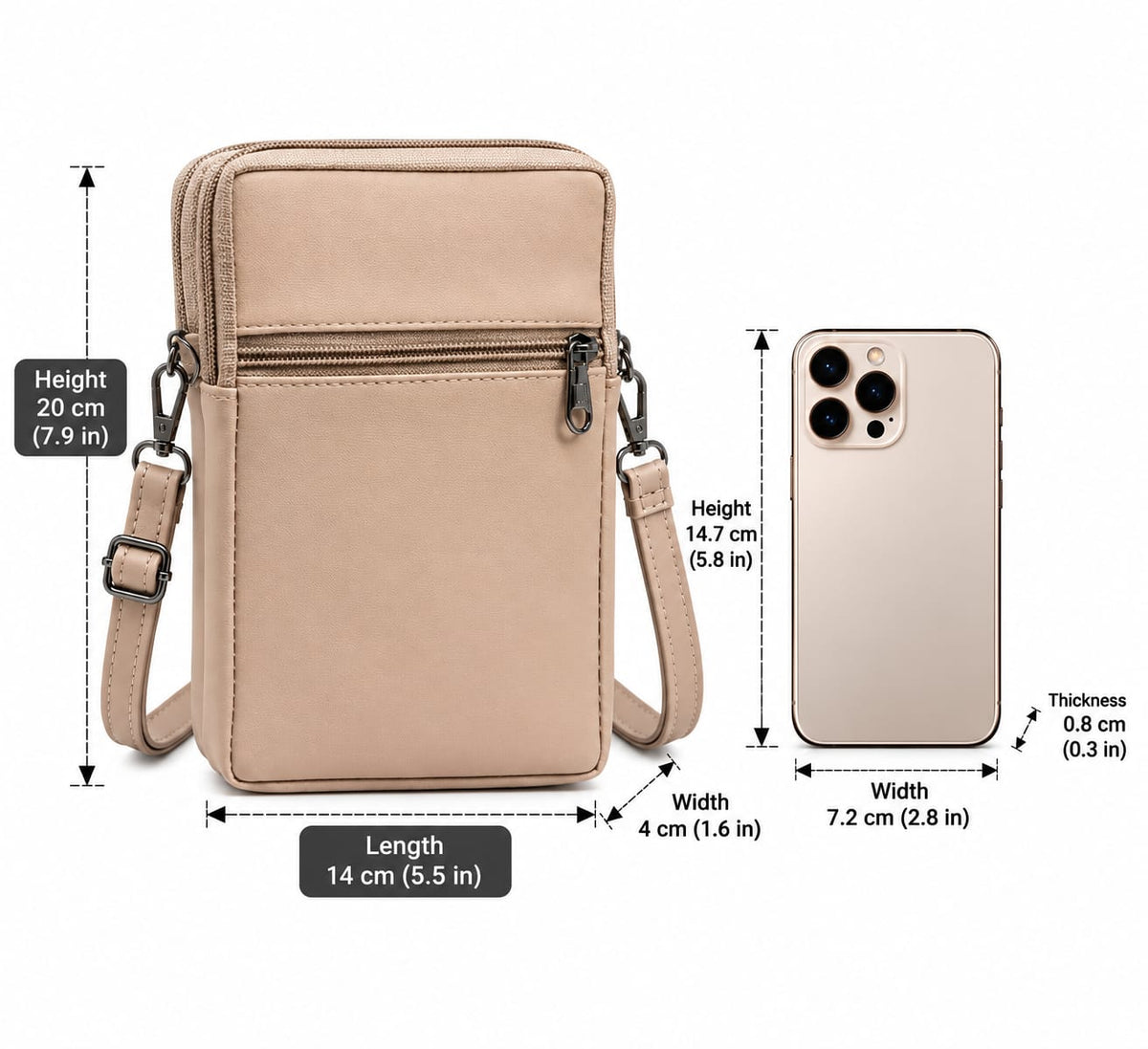 BATUTA HUB Women Crossbody Sling Bag | Premium PU Leather Small Size Bag for Girls & Ladies | Adjustable Strap | Multiple Zipper Pockets | Lightweight Daily Use Purse