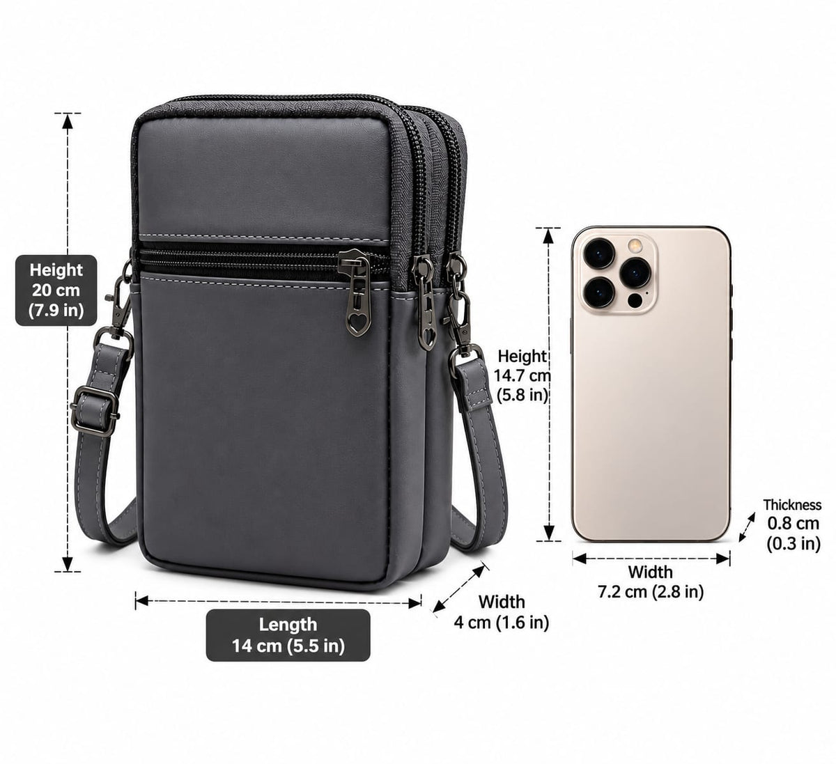 BATUTA HUB Women Crossbody Sling Bag | Premium PU Leather Small Size Bag for Girls & Ladies | Adjustable Strap | Multiple Zipper Pockets | Lightweight Daily Use Purse