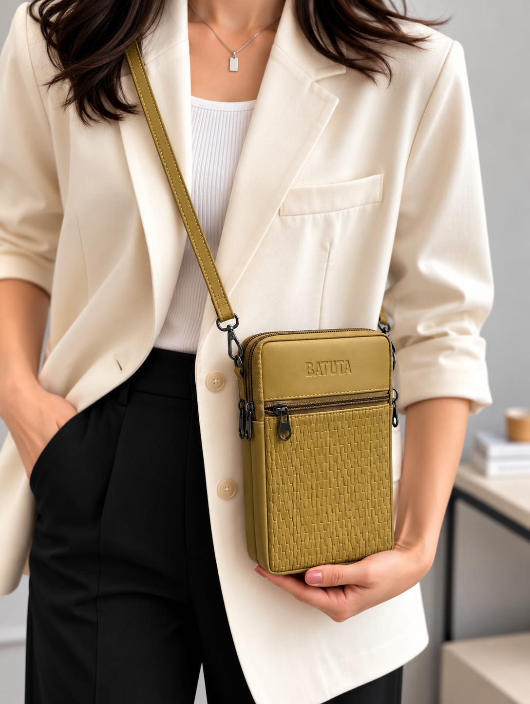 BATUTA HUB Women Crossbody Sling Bag | Premium PU Leather Small Size Bag for Girls & Ladies | Adjustable Strap | Multiple Zipper Pockets | Lightweight Daily Use Purse