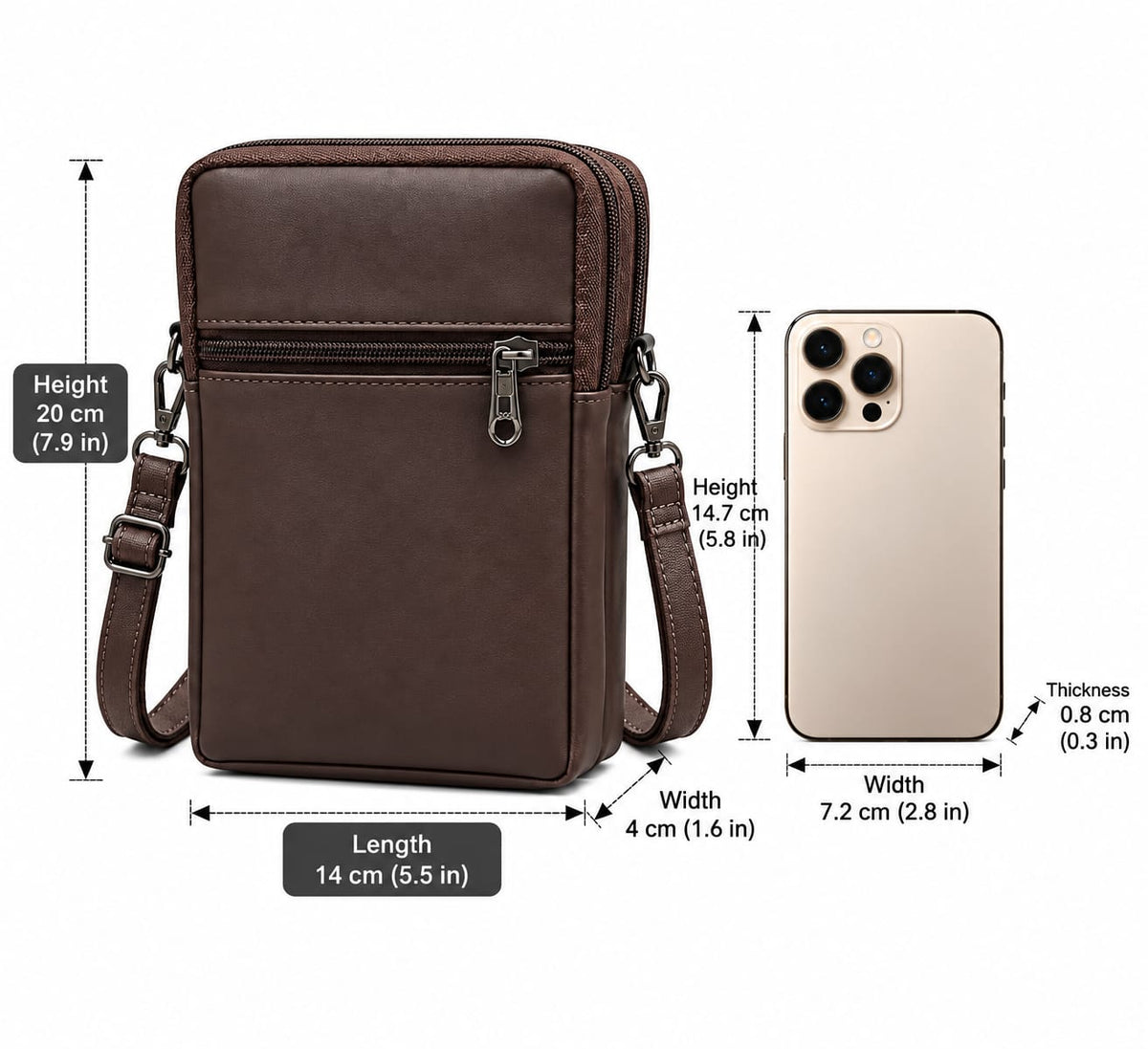 BATUTA HUB Women Crossbody Sling Bag | Premium PU Leather Small Size Bag for Girls & Ladies | Adjustable Strap | Multiple Zipper Pockets | Lightweight Daily Use Purse