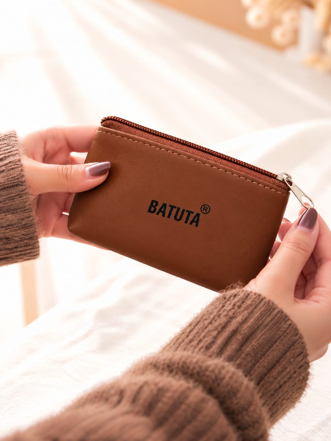 BATUTA Premium Compact Zipper Pouch for Men & Women | Mini Coin Purse, Card Holder & Small Utility Pouch | Durable Leather-Look Finish