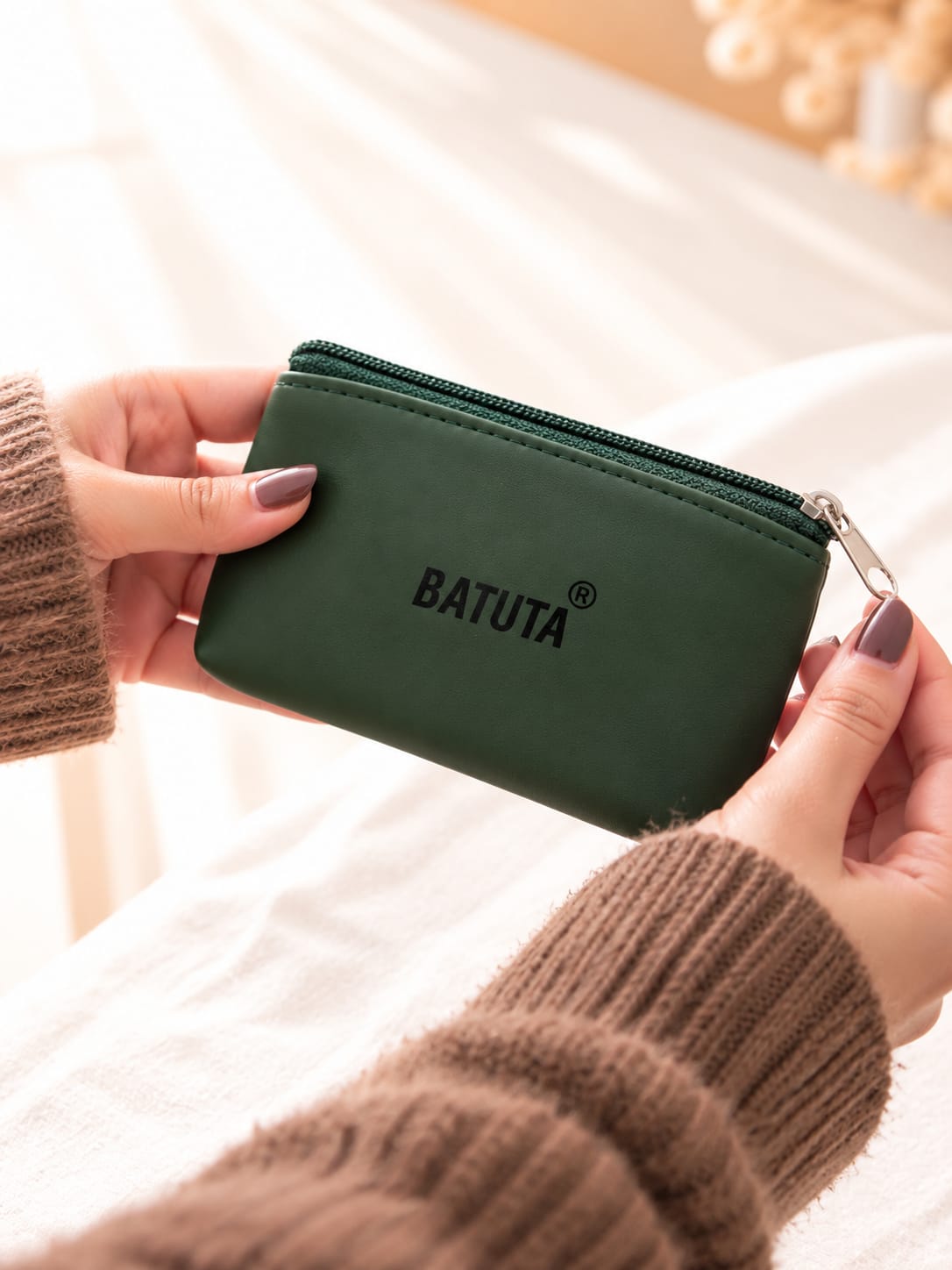 BATUTA Premium Compact Zipper Pouch for Men & Women | Mini Coin Purse, Card Holder & Small Utility Pouch | Durable Leather-Look Finish