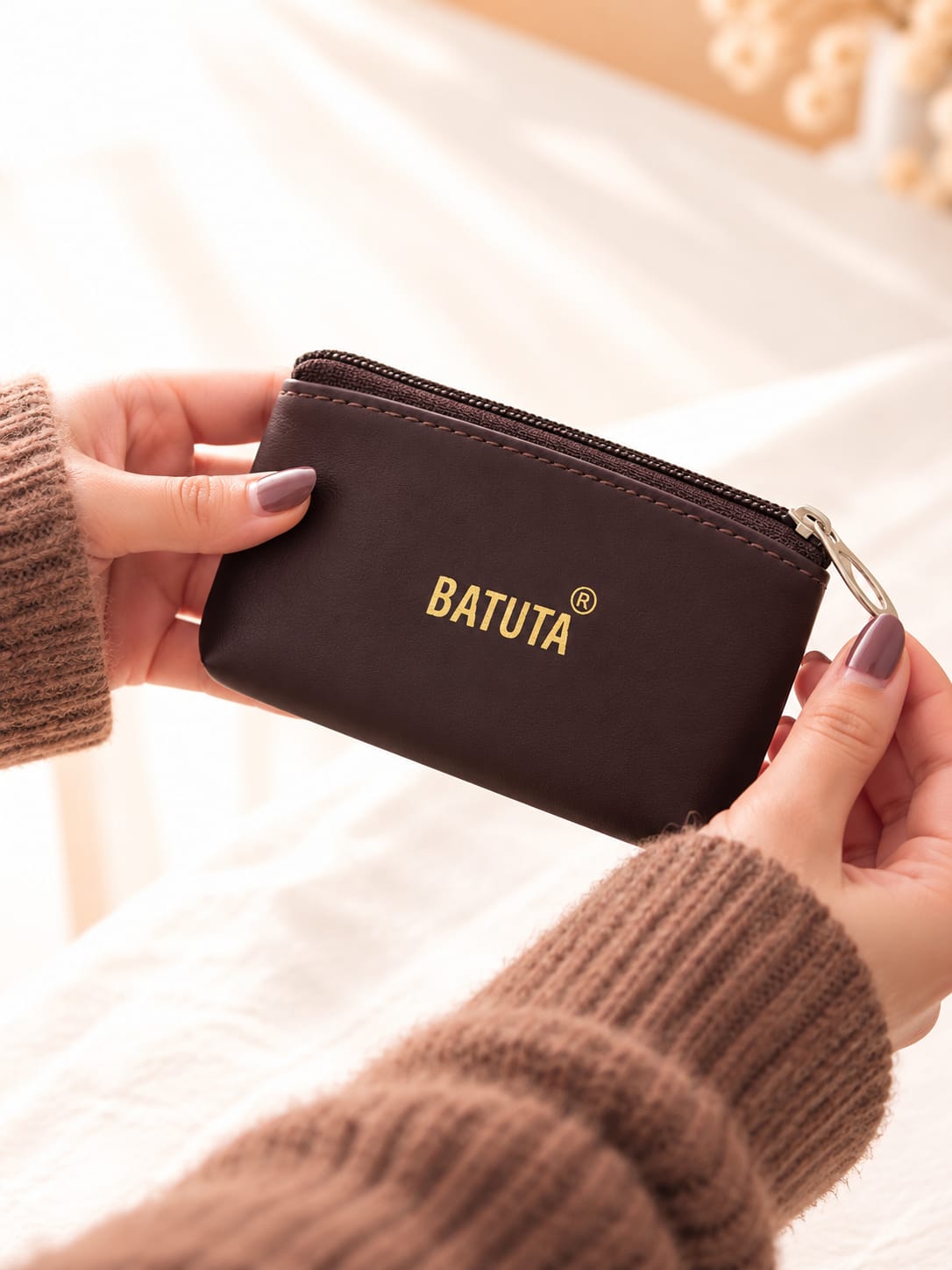 BATUTA Premium Compact Zipper Pouch for Men & Women | Mini Coin Purse, Card Holder & Small Utility Pouch | Durable Leather-Look Finish