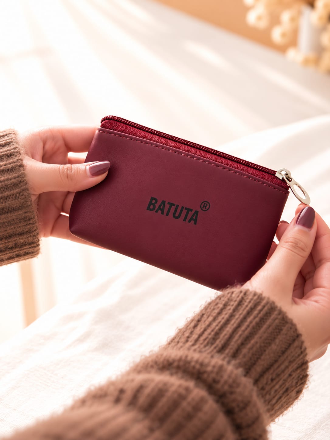 BATUTA Premium Compact Zipper Pouch for Men & Women | Mini Coin Purse, Card Holder & Small Utility Pouch | Durable Leather-Look Finish