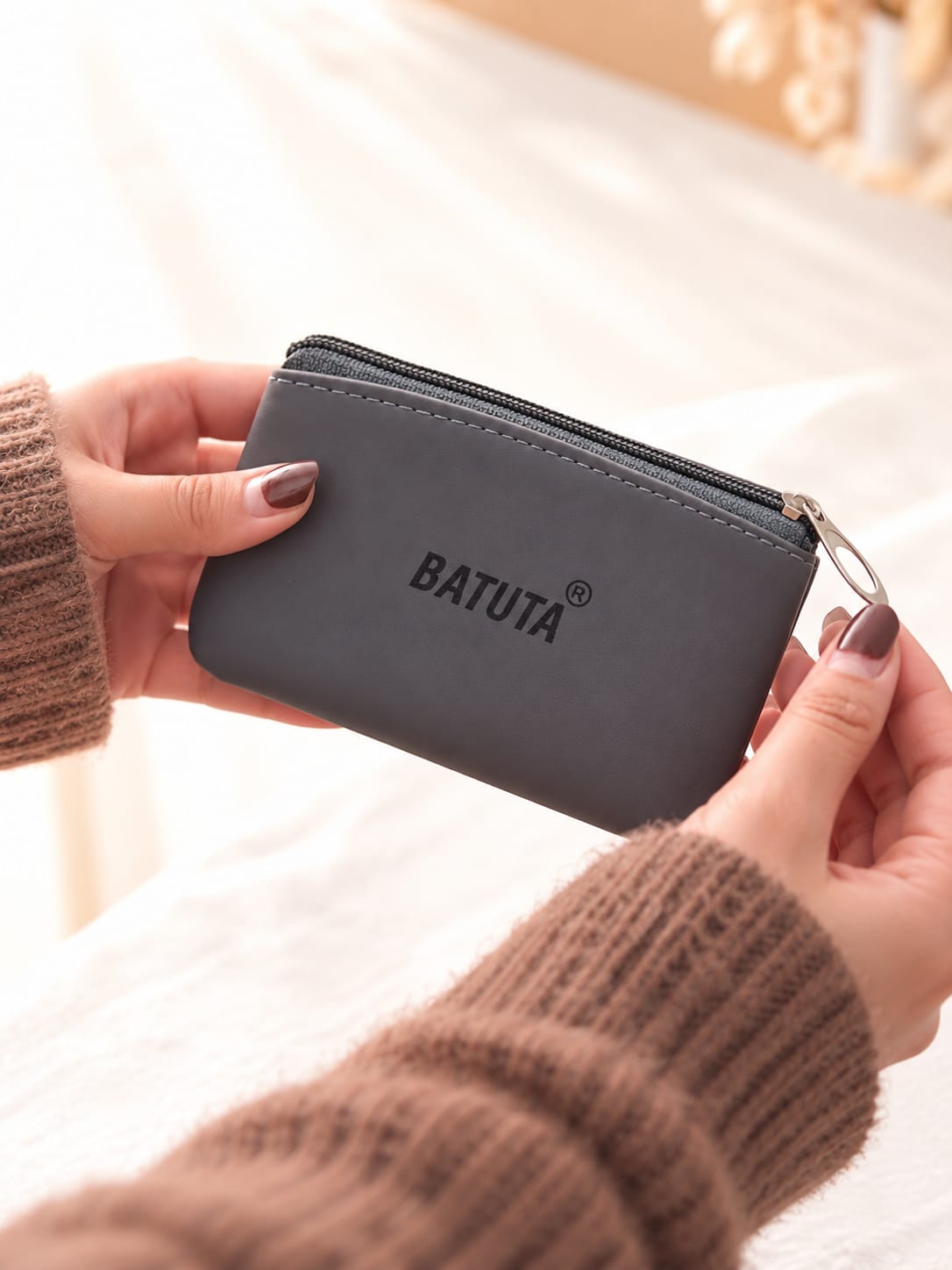 BATUTA Premium Compact Zipper Pouch for Men & Women | Mini Coin Purse, Card Holder & Small Utility Pouch | Durable Leather-Look Finish