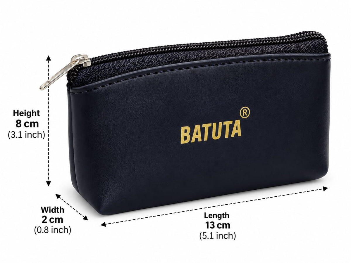 BATUTA Premium Compact Zipper Pouch for Men & Women | Mini Coin Purse, Card Holder & Small Utility Pouch | Durable Leather-Look Finish
