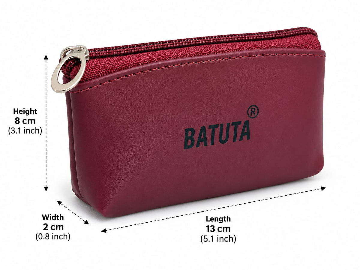 BATUTA Premium Compact Zipper Pouch for Men & Women | Mini Coin Purse, Card Holder & Small Utility Pouch | Durable Leather-Look Finish