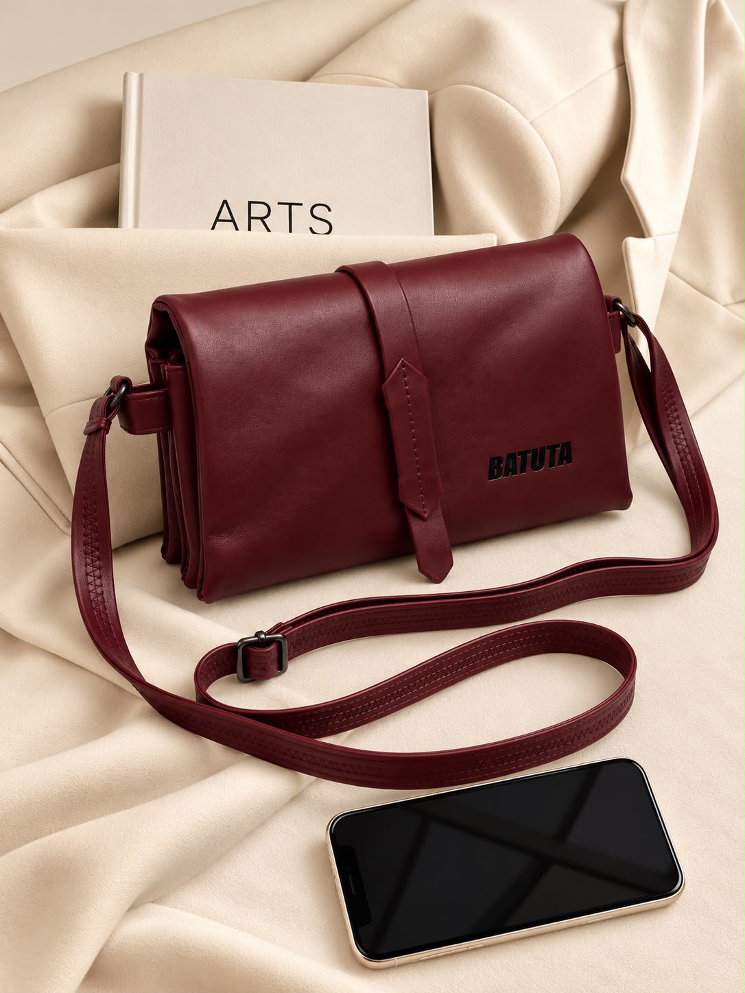 BATUTA Women's Sling Bag for Girls, Stylish Crossbody Shoulder Bag with Flap Closure, Adjustable Strap & Elegant Design