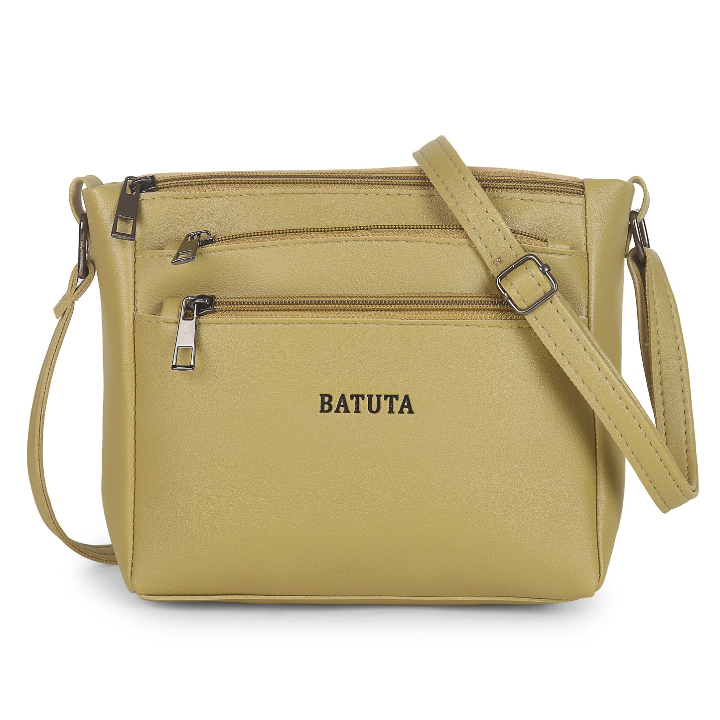 BATUTA - Women's Multi-Zipper Sling Bag, PU Leather Crossbody Purse