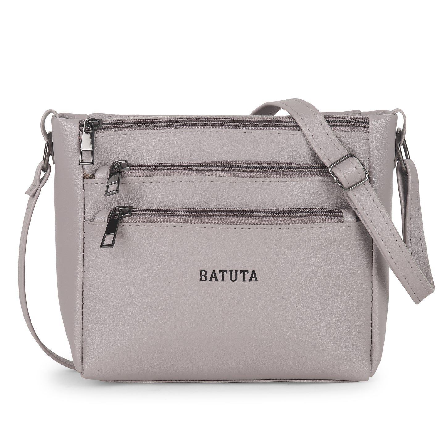 BATUTA - Women's Multi-Zipper Sling Bag, PU Leather Crossbody Purse