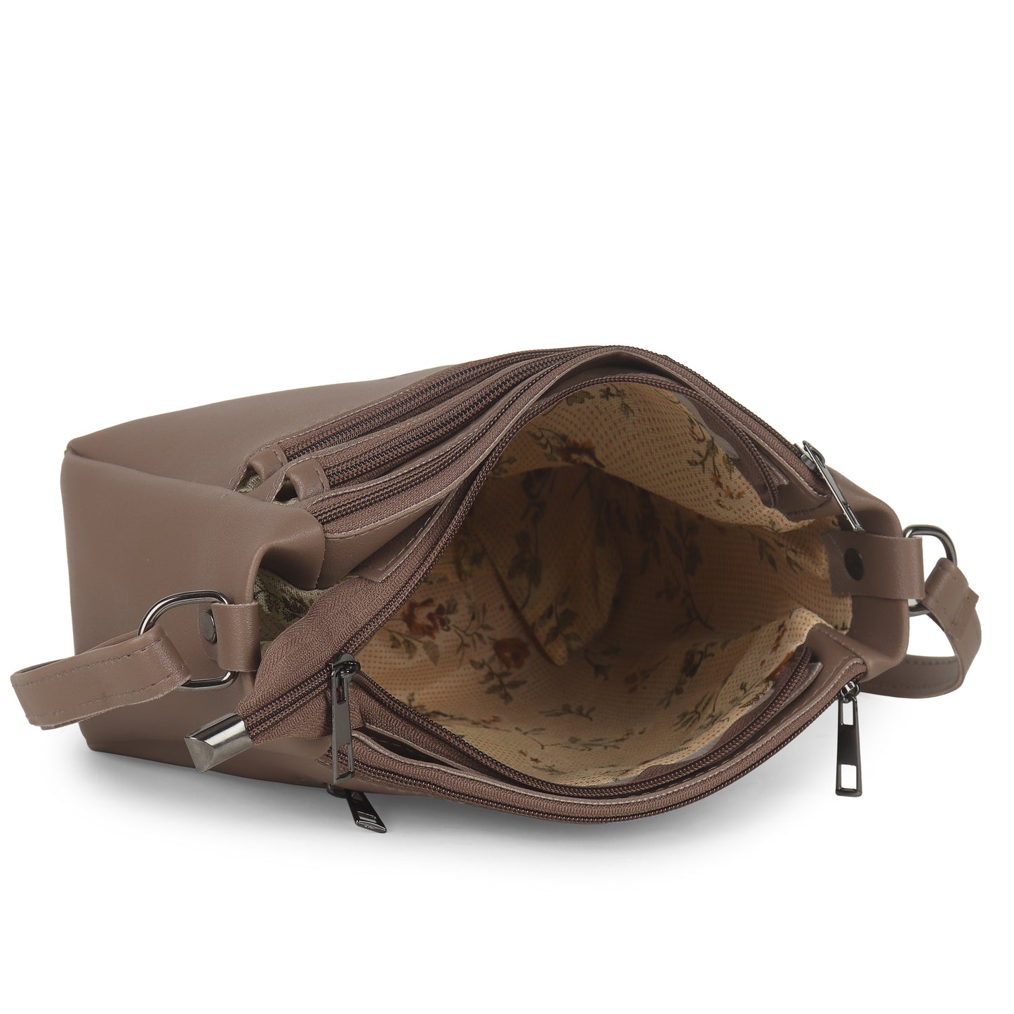 BATUTA - Women's Multi-Zipper Sling Bag, PU Leather Crossbody Purse