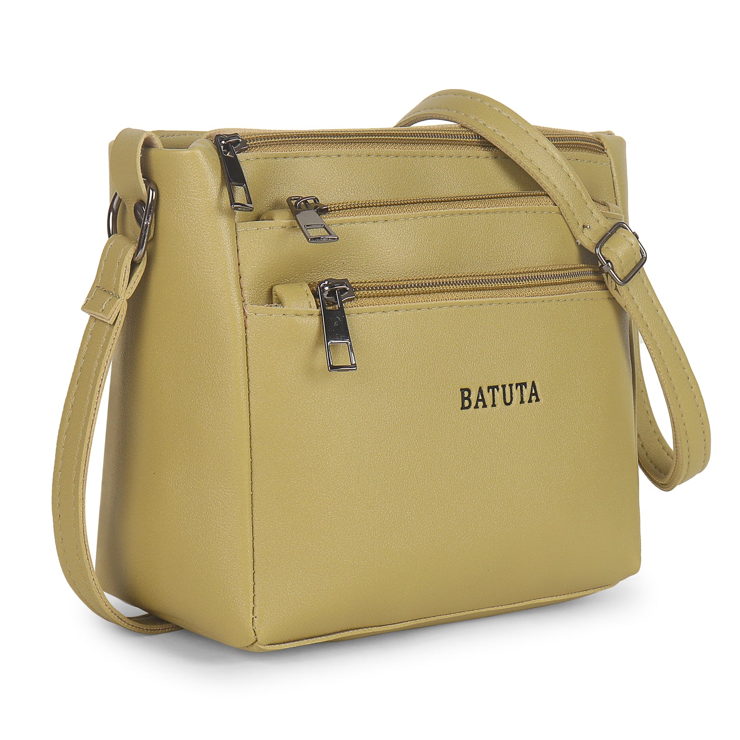 BATUTA - Women's Multi-Zipper Sling Bag, PU Leather Crossbody Purse