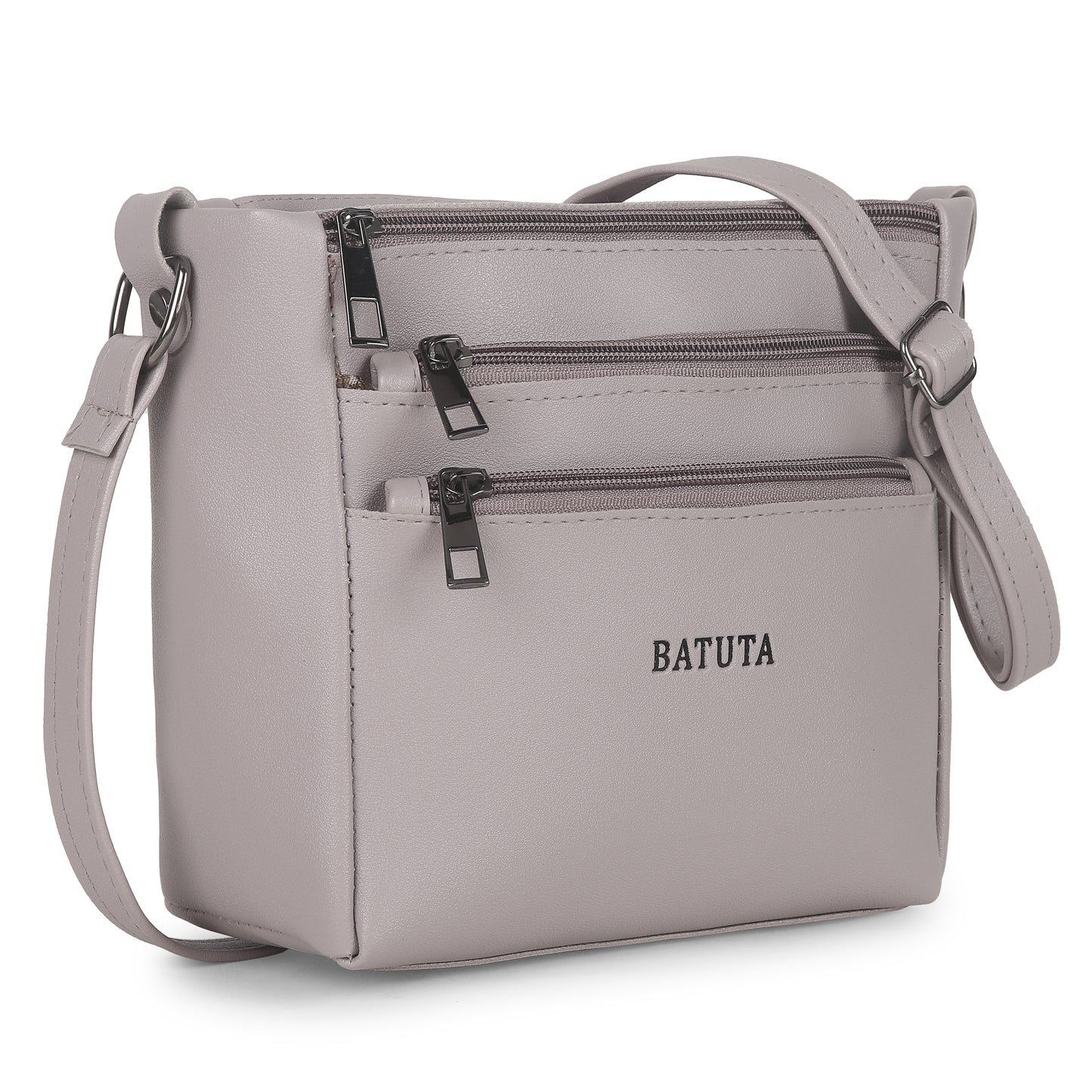 BATUTA - Women's Multi-Zipper Sling Bag, PU Leather Crossbody Purse