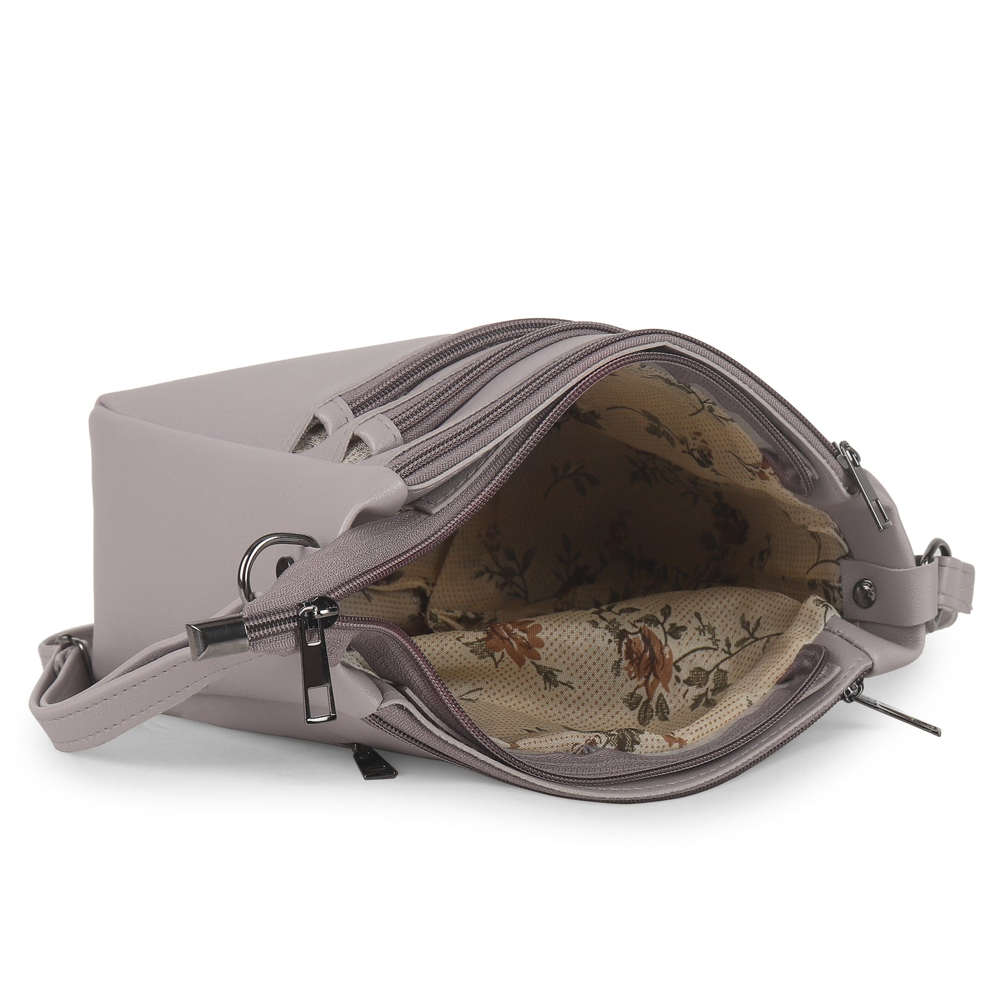 BATUTA - Women's Multi-Zipper Sling Bag, PU Leather Crossbody Purse