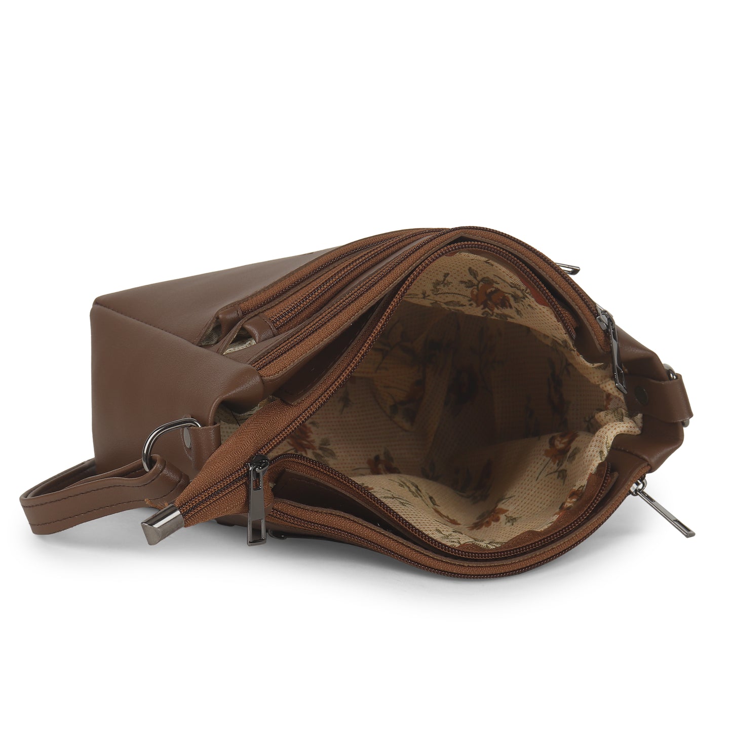 BATUTA - Women's Multi-Zipper Sling Bag, PU Leather Crossbody Purse