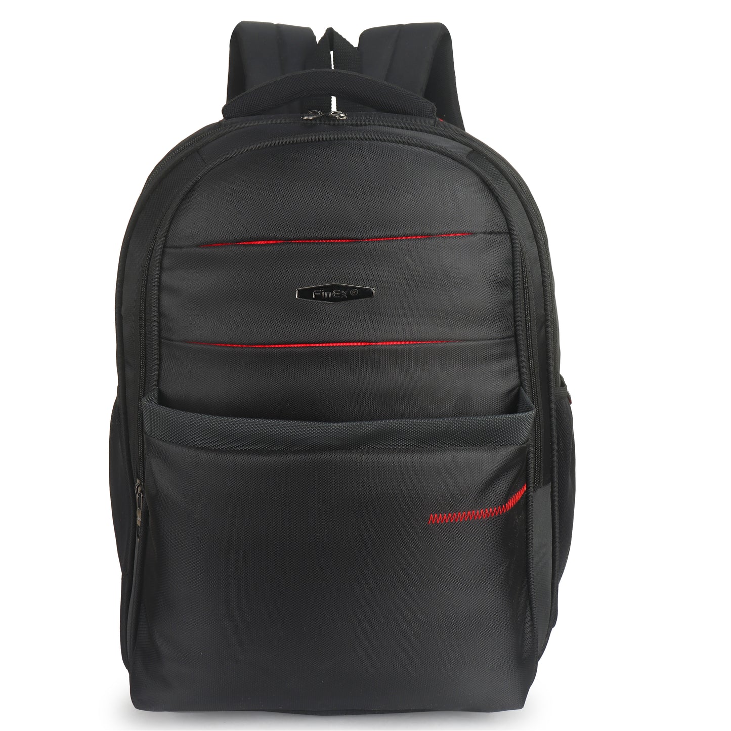 Travel Laptop Backpack, Multi-Compartment Design with Red Accents, Black