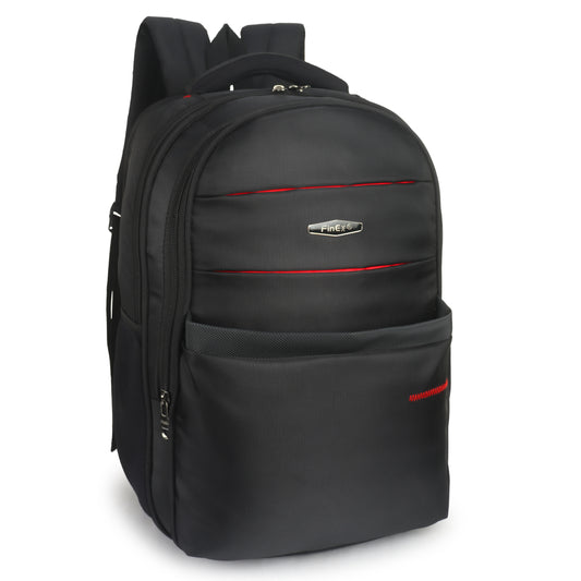 Travel Laptop Backpack, Multi-Compartment Design with Red Accents, Black