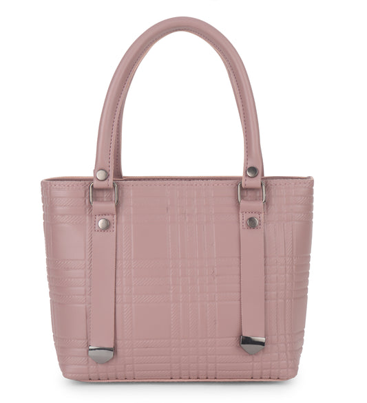 BATUTA - Women's Quilted Tote Small Handbag,  Leather, Plaid Pattern Design with Metal Accents