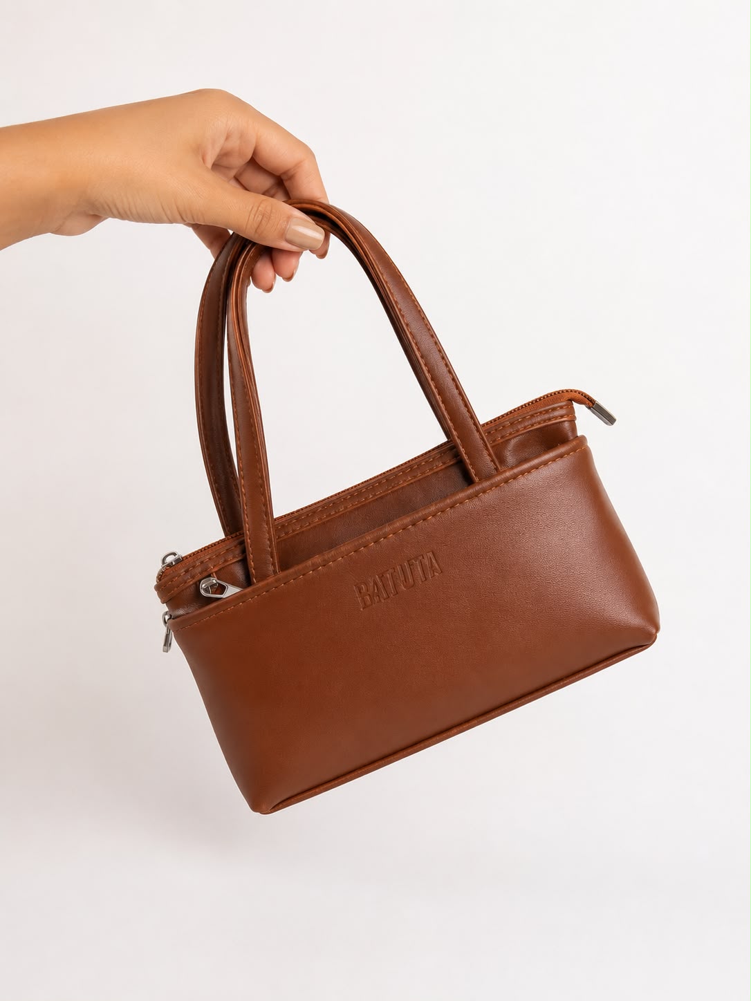 Women’s Premium PU Leather Handbag | Triple Zip Tote Bag | Stylish Mini Handy Purse for Daily Use